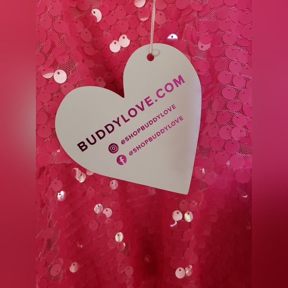 Pink Sequin Ruffle Dress - Picture 5 of 5